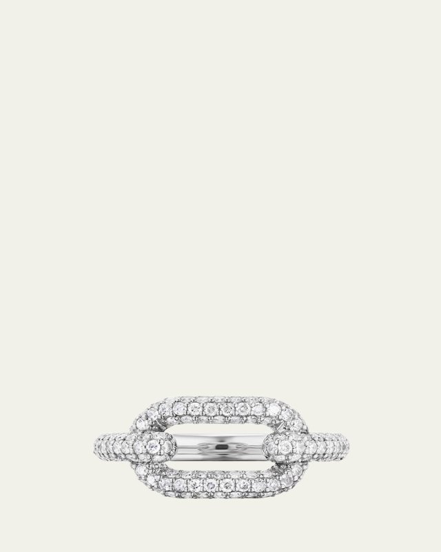 Sterling Silver Diamond Curved Paperclip Ring